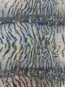 Tiger Design Spandex Fabric - Silver Hologram - 58/60" Animal Print Mystique 4 Way Stretch Fabric By Yard