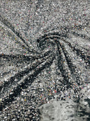 Stretch Velvet Sequins Fabric - Silver on Gray - Velvet Sequins 2 Way Stretch 58/60” By Yard