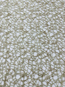 Cast Net Sequins Fabric - Taupe - Embroidery Fish Net Design Sequins Lace Fabric By Yard
