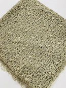 Cast Net Sequins Fabric - Taupe - Embroidery Fish Net Design Sequins Lace Fabric By Yard