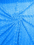 58" Minky Swirl Rose Fabric - Turquoise - Soft Rosebud Plush Fur Fabric Sold By The Yard