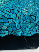 Mirror Sequins Velvet Fabric - Turquoise - Large Shiny Mirror Cut Sequins By Yard
