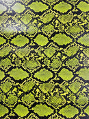 Snake Python Faux Leather Vinyl - Vernon Green - 3D Snake Print Design Embossed Vinyl By Yard