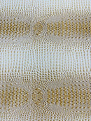 Gator Embossed Vinyl Leather Fabric - Western Cream - Faux Gator Skin Vinyl Fabric Sold By Yard