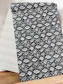 Snake Python Faux Leather Vinyl - White / Black - 3D Snake Print Design Embossed Vinyl By Yard