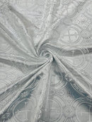 Brocade Cross Fabric - White / Silver - Church Vestment Religious Jacquard Fabric By Yard