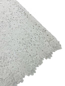 Guipure Lace Design Fabric - White - Solid Floral Lace Fabric by Yard