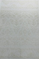 Beaded My Lady Damask Design - White - Beaded Fancy Damask Embroidered Fabric By Yard