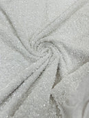 Stretch Velvet Sequins Fabric - White - Velvet Sequins 2 Way Stretch 58/60” By Yard