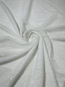 Glitter Mesh Sheer Fabric - White - 60" Wide Shiny Glitter Mesh Fabric Sold By The Yard