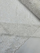 Embroidery Floral Bead Fabric - White - Bridal Embroidery Beaded Floral  Fabric Sold by Yard
