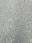 Shimmer Glitter Bead Fabric - White - Sparkle Stretch Sequins Bead Shiny Glitter Fabric By Yard