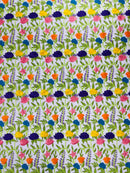 Multi-Color Mexican Sarape Fabric - White Mesh Flower Design Embroidered Lace Fabric By Yard