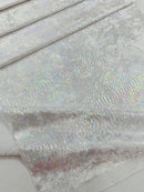 Anaconda Stretch Velvet - White Iridescent - 58/60" Stretch Velvet Fabric with Anaconda Snake Print By Yard