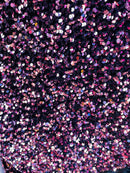 Velvet Stretch Sequins - Dusty Rose Sequins on Black 2 Way Stretch Velvet Fabric 58/60”
