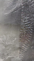 Fringe Sequins Fabric - Silver - 2 Way Stretch Glamorous Fringe Design on Mesh By Yard