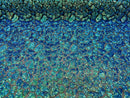 2 Way Stretch Fabric - Irridescent Blue Green - Print Design Fashion Sequins Mesh Fabric