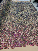 2 Way Stretch Fabric - Irridescent Colors - Print Design Fashion Sequins Mesh Fabric