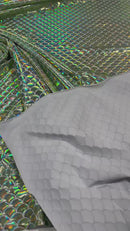 Mermaid Foil Fabric - Lime Green - Mermaid Print Design on Spandex Fabric