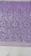 Geometric Fabric - Lilac - Geometric Sequins Pattern Design 4 Way Stretch Sold By Yard