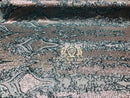 4 Way Stretch - Silver and Teal - Two Tone Flower Design Sequins On Stretch Mesh By The Yard