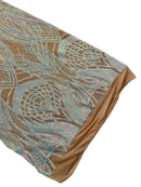 Long Wavy Pattern Sequins - Aqua Iridescent - 4 Way Stretch Sequins Fabric Line Design By Yard
