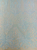 Elegant Floral Leaf Design - Aqua Iridescent