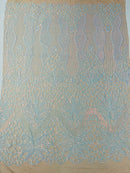 Elegant Floral Leaf Design - Aqua Iridescent