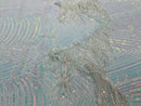 Aqua Iridescent Fringe Sequins - Dangle 4 Way Stretch Fancy Sequins Fabric Sold By The Yard