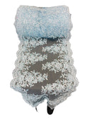 Flower Cluster Lace Sequins Table Runner - Baby Blue - Floral Lace Table Runner Sold By Yard