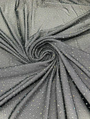 Power Mesh Polyester Rhinestone Fabric - Black - 4 Way Stretch Power Mesh Fabric Crystal Stones By Yard