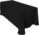 90" Solid Tablecloth - Black - Polyester Poplin Rectangular Full Table Cover (Pick Size)