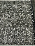 Geometric Fabric - Geometric Sequins Pattern Design 4 Way Stretch - 25 Yard Roll