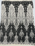 Fancy Leaf Design -  4 Way Stretch Embroidered Sequins Fabric - Pick Color - 25 Yard Roll