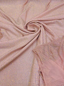 Power Mesh Rhinestone Fabric - Blush - 4 Way Stretch Power Mesh Fabric Crystal Stones By Yard
