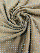 Solid Color Rhinestone Fabric - Brown - 4 Way Stretch Soft Solid Color Fabric with Crystal Stones Sold By Yard