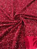 Stretch Velvet Sequins Fabric - Burgundy - Velvet Sequins 2 Way Stretch 58/60” By Yard