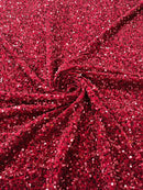 Stretch Velvet Sequins Fabric - Burgundy - Velvet Sequins 2 Way Stretch 58/60” By Yard