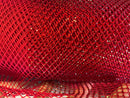 Fish Net Spandex Rhinestone Fabric - Solid Spandex Fish Net Rhinestones Fabric Sold by Yard