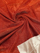Shimmer Glitter Fabric - Burnt Orange - Luxury Sparkle Stretch Solid Fabric Sold By Yard