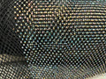 Iridescent Rhinestones Fabric On Stretch Net Fabric, Fish Net with Crystal Stones by yard