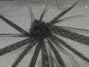 Iridescent Rhinestones Fabric On Black Stretch Net Fabric, Fish Net with Crystal Stones by yard