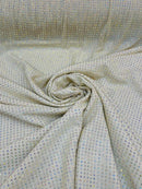 Power Mesh Rhinestone Fabric - Champagne - 4 Way Stretch Power Mesh Fabric Crystal Stones By Yard