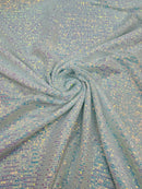Mille Striped Stretch Sequins - Clear Iridescent - 4 Way Stretch Spandex Sequins Striped Fabric By The Yard