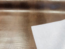 Crocodile Faux Leather Vinyl - Coffee - Fabric 3D Scales Vinyl Crocodile Sold By Yard