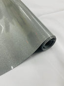 Vinyl Fabric - Dark Silver Shiny Sparkle Glitter Leather PVC - Upholstery By The Yard