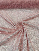 3D Beaded Lace Fabric - Dusty Pink - Heavy Embroidery Handmade Lace, Beaded Fabric By Yard
