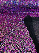 Multi-Color Sequins Mesh - Dusty Rose / Silver - Shiny Sequins Design on Spandex Mesh Fabric By Yard