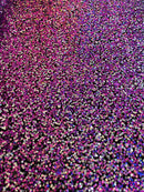 Multi-Color Sequins Mesh - Dusty Rose / Silver - Shiny Sequins Design on Spandex Mesh Fabric By Yard