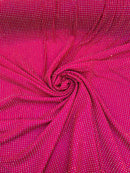 Power Mesh Rhinestone Fabric - Fuchsia - 4 Way Stretch Power Mesh Fabric Crystal Stones By Yard